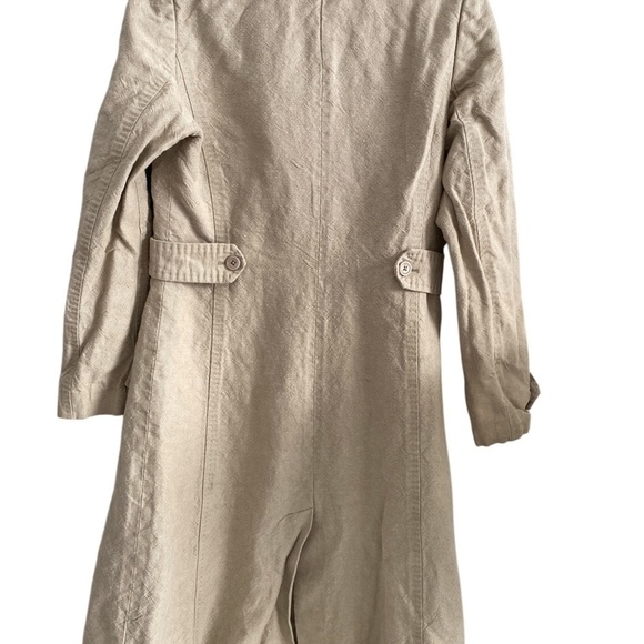 MEXX LINEN-Cotton Long Trench Coat Neutral Beige Size 6 - Picture 2 of 13